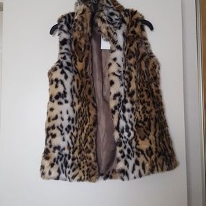 Leopard and cheetah print faux fur vest.